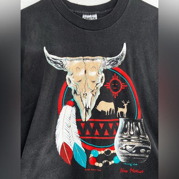 VINTAGE 90s ARIZONA STEER SKULL T-Shirt SZ XL NATIVE COWBOY SINGLE STITCH ONEITA - Picture 3 of 7